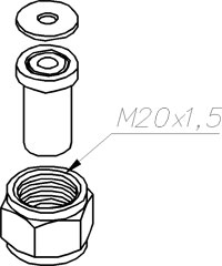Гайка М20х1,5, ниппель, прокладка (Ф-4УВ15 или М1)